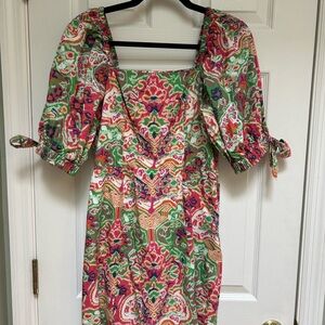 Floral Print Dress with Puff Sleeves